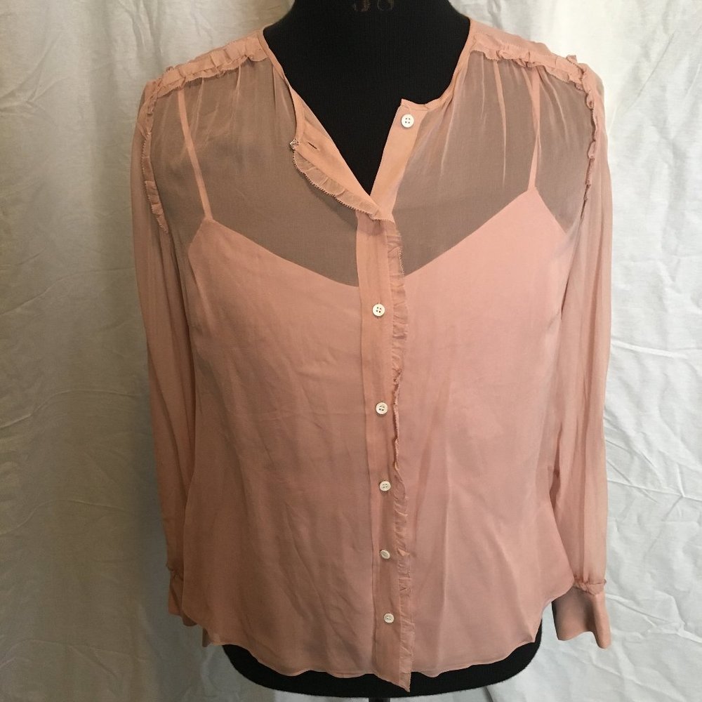 NWT J. Crew Chiffon Blouse Mauve Blush Sz 14